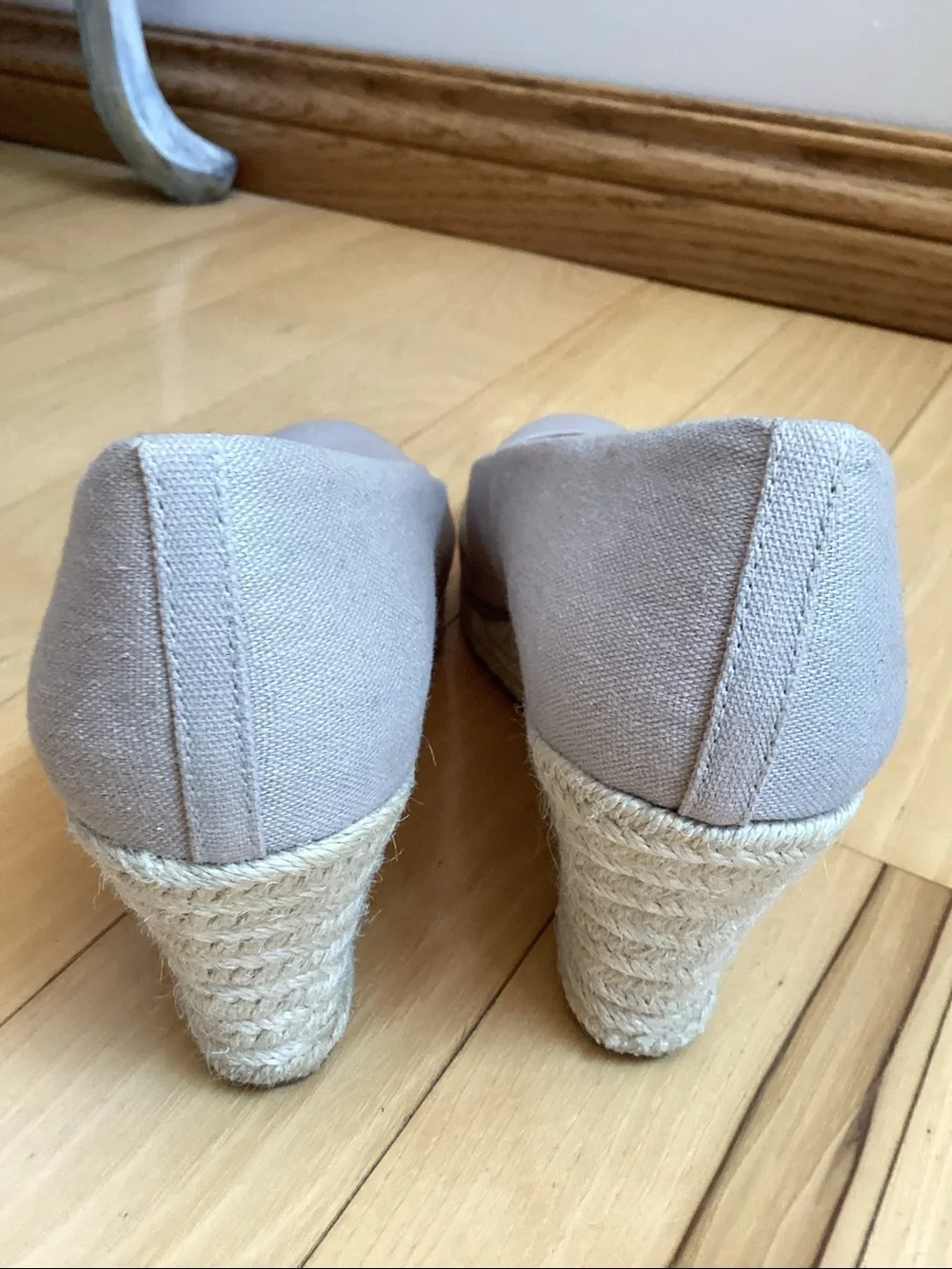 J.Crew beige canvas Seville espadrille wedge heel sandals. Women’s size 8.5